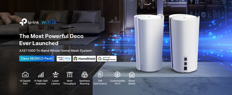 TP-Link Deco Mesh WiFi AXE11000 Tri-Band WiFi 6E Mesh Network System(Deco  XE200) - Replaces Wireless Internet Router and Extender, 10Gbps Ethernet